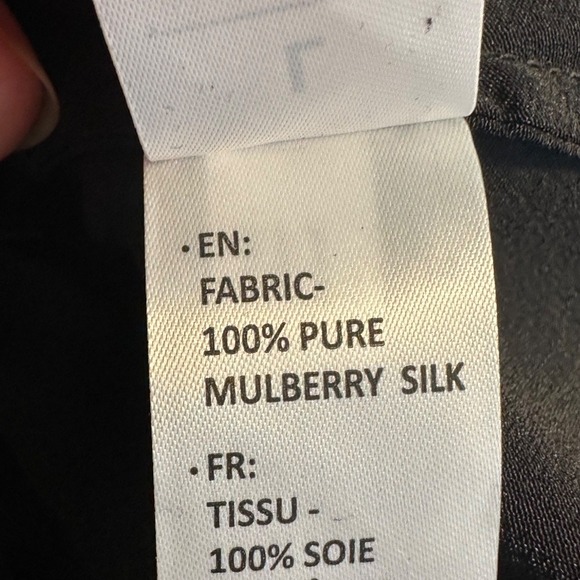 LilySilk Mulberry Silk Wrap Blouse‎ Size L Black Peplum Waist Office Classic NEW - Picture 10 of 11